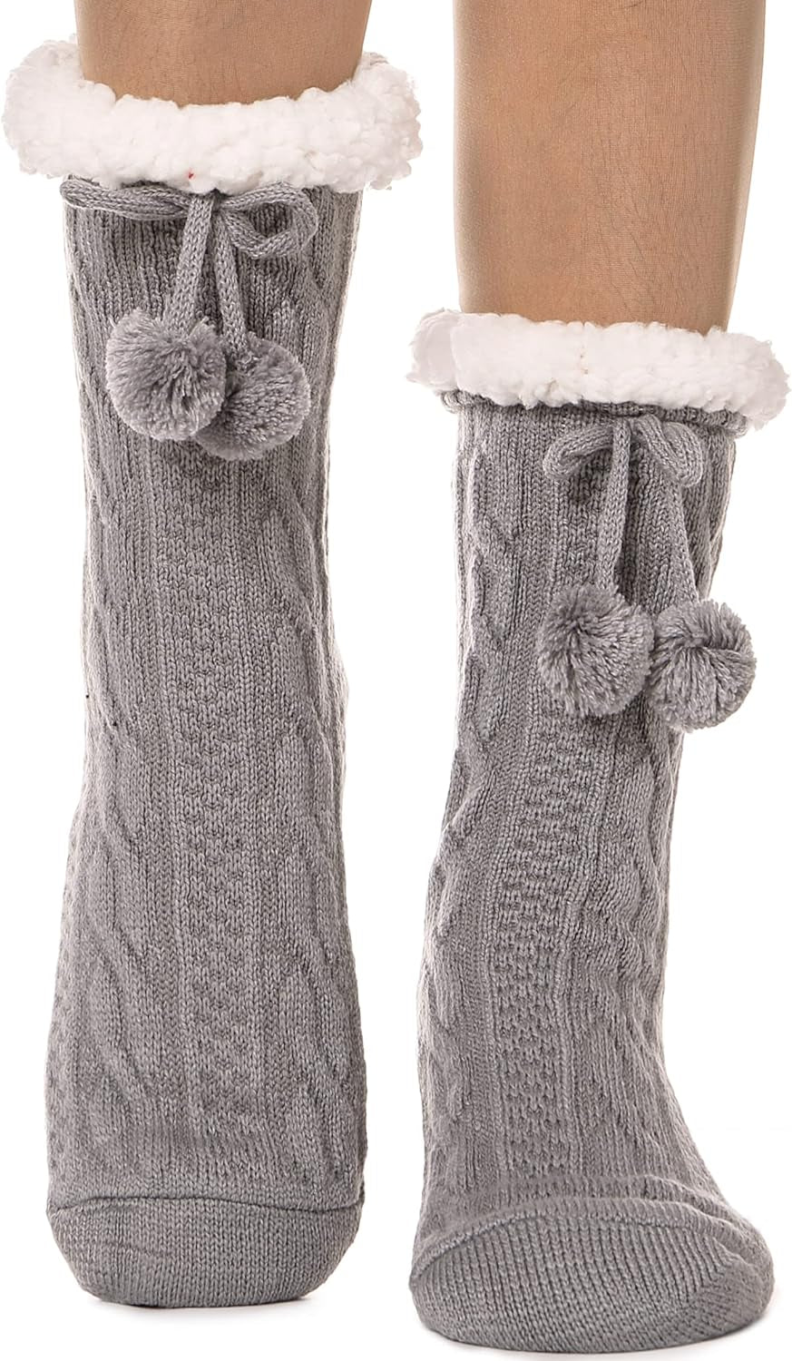 Slipper Fuzzy Socks for Women Fluffy Cozy Cabin Winter Warm Soft Fleece Comfy Thick Socks with Grips